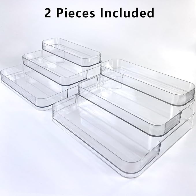 Perfume Organizer - 2 Pack Three-Tiered Shelf - Perfume Lotion Skincare Stand, Spice Vitamins Medicine Bottles Holder,Sturdy Clear Rack for Kitchen Bathroom Countertop Cabinet Storage