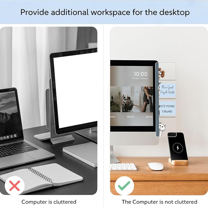 Computer Monitor Memo Board, Sticky Note Holder, Monitor Side Note Board, Acrylic Desk Organizer with 100Pcs Notes for Office Worker Men Women, Home Desktop and Office Desk, Gifts for Dog Lovers
