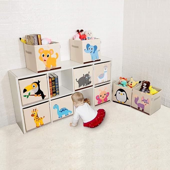 CLCROBD Foldable Animal Cube Storage Bins Fabric Toy Box/Chest/Organizer for Kids Nursery, 13 inch (Fox)