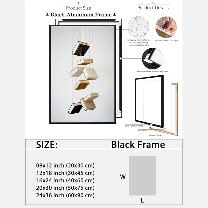 Minimalist Book Art Aesthetic Poster Canvas Wall Art Decoration Living Room Home Decor Bedroom Decoration Poster black framed20x30inch