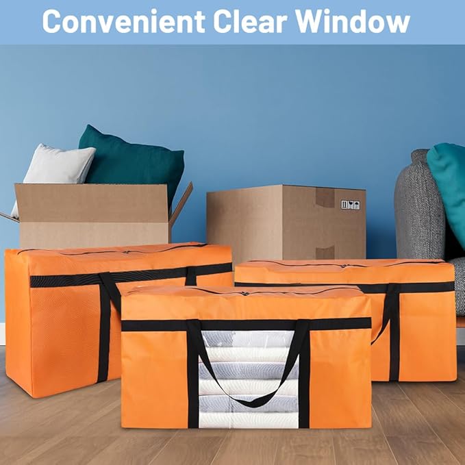 CIVJET 6 Pack Moving Bags Heavy Duty Extra Large, Moving Supplies&Boxes with Reinforced Zippers and Handles, College Clear Packing Bags for Moving Clothes, Storage Bags Moving Totes Camping Essentials