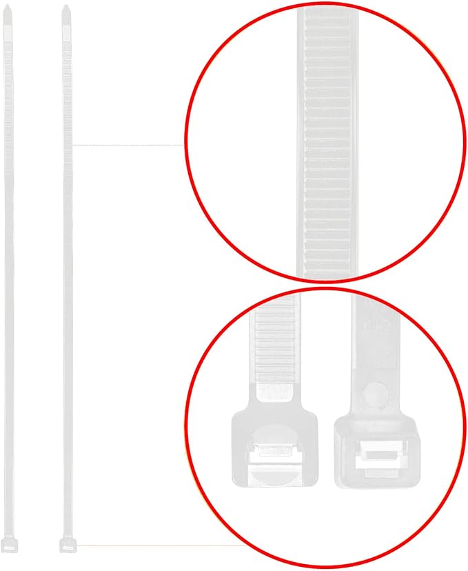 Superun Heavy Duty Zip Ties 20 Inch, Strong Large White Zip Ties 120 Lbs Tensile Strength Selflocking Wire Ties (Industrial Grade Cable Ties) Pack of 50 Clear | Self-locking,Width 0.3",Max Bundle Diameter 5.7",Industrial Grade,fireproof,Heavy duty,For ...