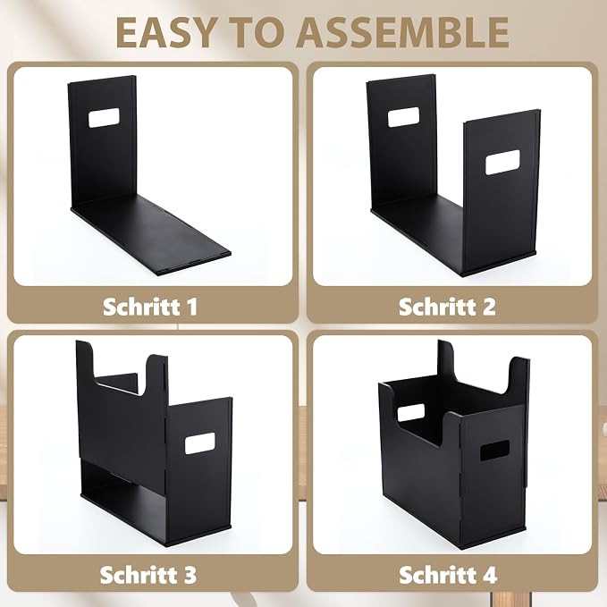 6 Pcs Portable Desktop File, Side Handles, Filing Organizer, Hanging File Folders, Letter Size for Schools Office Home (Black)