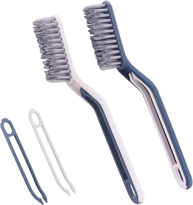 6pcs Crevice Cleaning Brush Multifunctional Hard Bristle Grout Cleaner Brush Crevice Cleaning Tools Bathroom Cleaning Brush with Clip,Kitchen Brush for Household, Kitchen, Window, Sink, Toilet, Grout