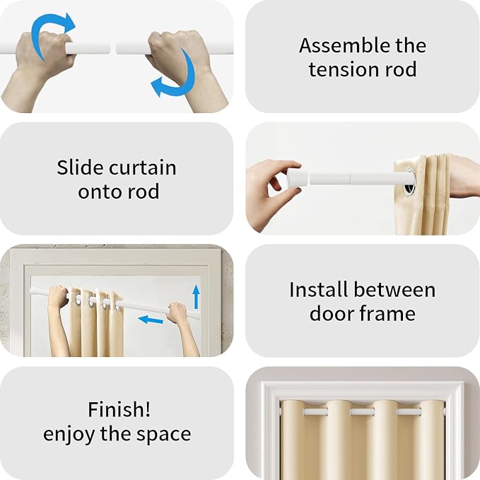 Vatge Doorway Curtains with Rod and Magnetic Closure, Door Curtains for Doorways, 80 Inch Drapes for Closet Door/Living Room/Laundry/Pantry, 1 Panel, W42 x L80, Beige