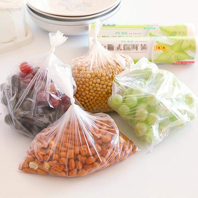 14" X 20" Plastic Produce Bag on a Roll, Clear Food Storage Bags for Bread Fruits Vegetable, 350 Bags/Roll (4 Rolls)
