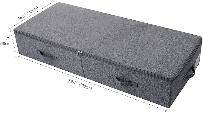 39.4" Bedroom Underbed Storage Boxes with Lid for Wedding Dress,Black Gray | 100cm Ultra Large Storage Containers for Duvets, Blankets, Clothes, Shoes, Toys, Comforters, Folding Rigid Organizer Bins