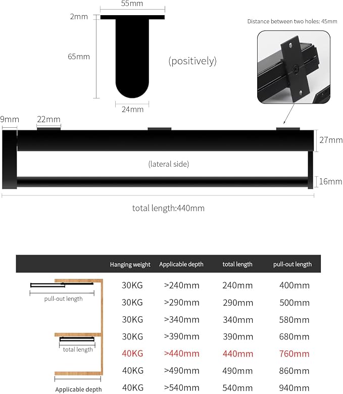 BaiNong pull out closet rod pull out pants rack for closet valet rods for closets black valet rod closet 17-3/8 inch pull out telescopic trouser rack shallow cabinet organize pants clothes