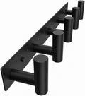 Wall Mounted Coat Rack-5 Hooks, Heavy Duty Stainless Steel Hook Rail for Towel Coat Hat Purse Bag Jacket, Towel Hooks for Entryway Bathroom Kitchen (Black 5 Hooks - 1 Pack)
