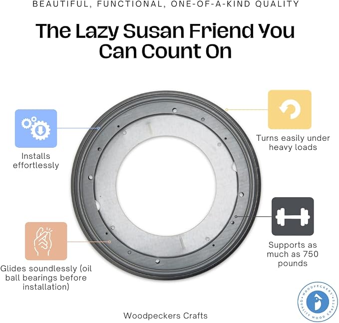 Lazy Susan Hardware, 9 inch, 750 lbs. Load Capacity, Pack of 10 Steel Lazy Susan Turntable Ball Bearing, by Woodpeckers
