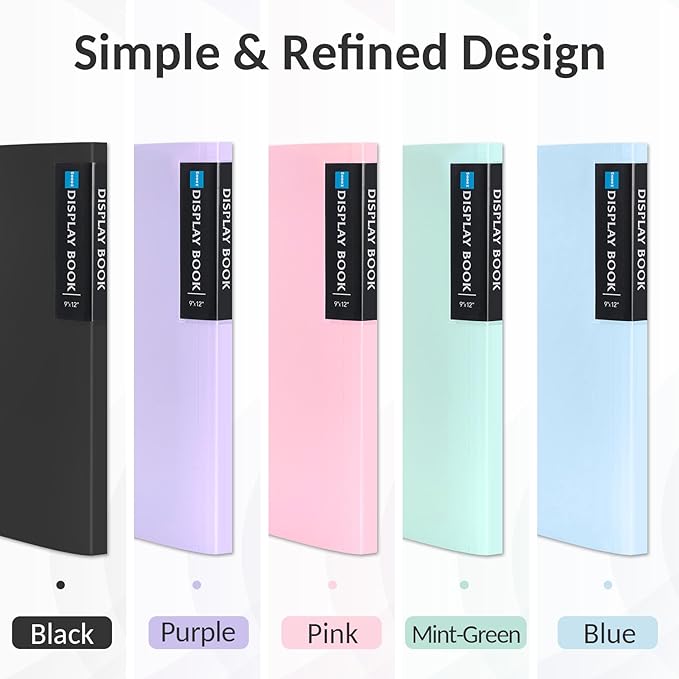 Sooez Art Portfolios 9"x12", 40 Pockets Large Portfolio Folder Display | 80 Pages,Heavy Duty Art Portfolio Folder with Clear Sheet Protectors, Presentation Book for Artwork Document Organizer Binder