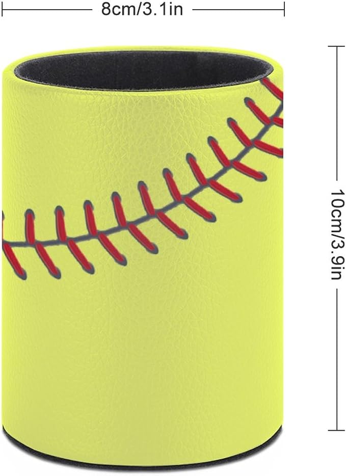 Softball Pen Holder Pencil Cup for Desk Organizer | Cute Makeup Brush Holder PU Multifunctional Office Suppliesfor Decor Home Classroom School