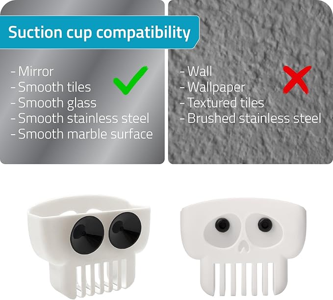 PELEG DESIGN Brain Drain White Skull Sponge Holder for Kitchen, Bath, or Sink, Drains and Dries All Types of Sponges, 1 Sponge Included
