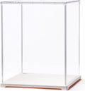 Rolife Acrylic Display Case Dust Cover for Collectibles, Dustproof Protection Showcase with White Base with Door for Plush Toy, Book Nook & Daily Goods (12.2''x9.8''x9.8'')