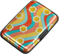 ELFISH Mini RFID Aluminum Wallet Credit Cards Holder Business Card Case Metal ID Case for Men Women（Smile Flower
