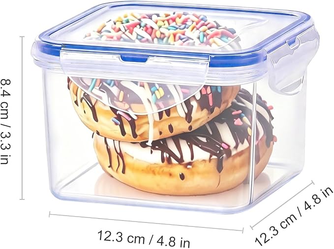 KIGI 23 OZ Square Food Storage Containers with 4-Sided Locking Lid, Leak proof, Ideal for Lunch and Meal Prep, BPA-Free Plastic, 2.9 Cup, 6 Piece Set