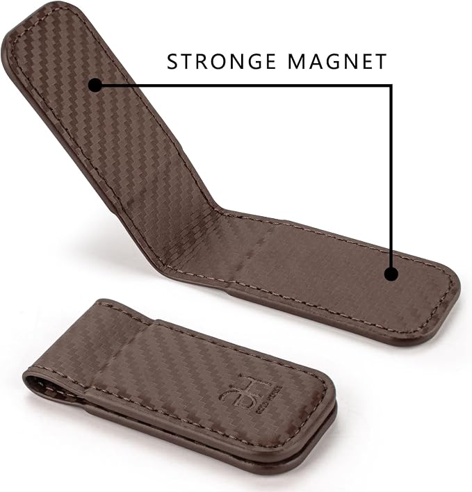 GH GOLD HORSE Slim Magnetic Money Clip Genuine Leather Business Card Holder for Men (Coffee)