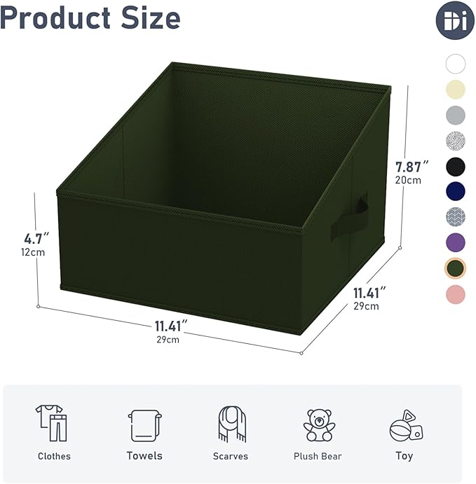 DIMJ Closet Storage Bins 12 Pack - Fabric Storage Baskets for Shelves, Collapsible Clothes Organizer with Handles, Trapezoid Shelf Organization Storage Cubes for Purse, Toys, Books, Towel, Clothes