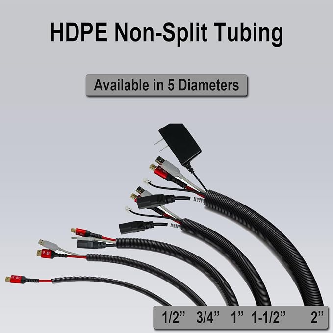 Flexible Polyethylene HDPE Non-Split Corrugated Wire Loom Tubing (Green, 1" Dia. x 100 ft)