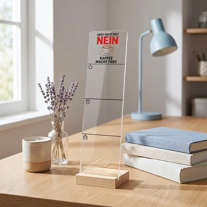 Sticky Note Holder, Acrylic Monitor Memo Board Desk Organizer, Post It Note Holder with Wooden Base, Comes with 200 Sheets Assorted Size Self Stick Notes for Office Desktop Workspace