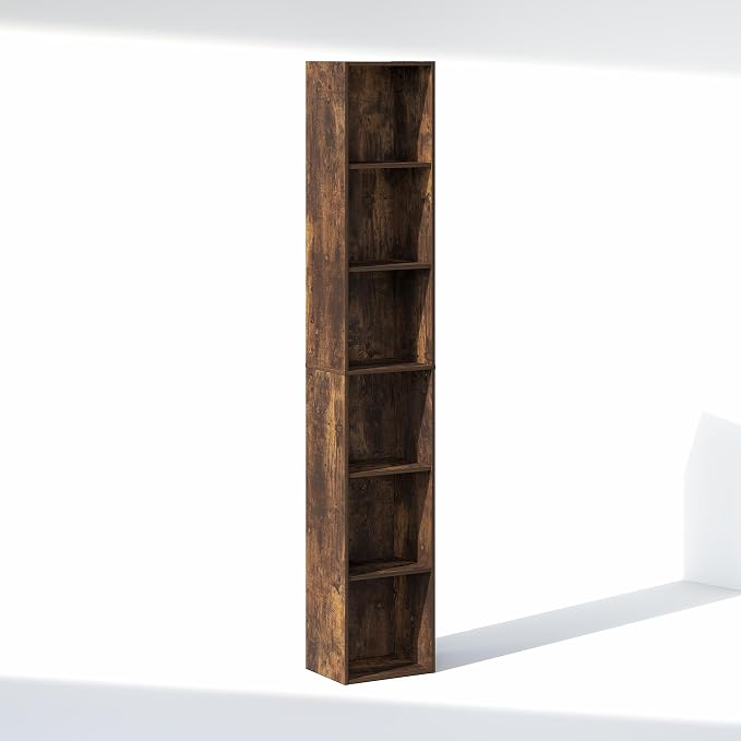Furinno Cubicle 6-Tier Closet Organizers and Storage, Closet Organizer, Open Shelf Closet Storage, 21.1" W, for Wardrobe, Bedroom, Living Room, Amber Pine
