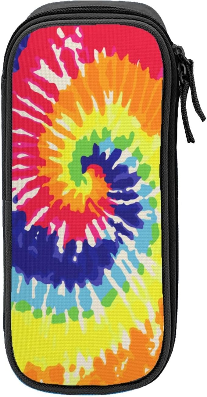 Perinsto Rainbow Tie Dye Pencil Case Big Capacity Multi Compartment Stationery Box Pencil Pouch Holder Desk Organizer For School Office Home