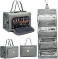ROYALFAIR Roll Up Makeup Bag, Travel Toiletry Bag for Women with 4 Clear TSA Approved Pouches, Hanging Travel Organizer, Folding Cosmetic Bag for Men and Women (grey)