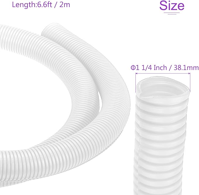 DMiotech 6.6ft Wire Loom Split Tubing 1 1/2 Inch(38.1mm) ID, Cord Protectors from Pet Flexible Conduit Cable Management for Office Home Garden, White