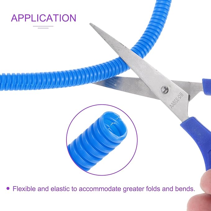 DMiotech 10ft Wire Loom Split Tubing 1/4 Inch(6.5 Mm) ID, Cord Protectors from Pet Flexible Conduit Cable Management for Office, Home, Garden, Blue