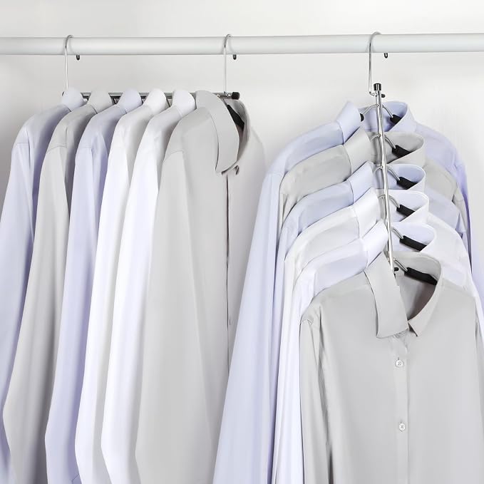 TOPIA HANGER Clothes Hanger Space Saving, 6 Tier Shirt Coat Hangers Space Saving No Bump Shoulder Hangers with No Slip Foam Padded Hangers Organizers and Storage for Men and Women 4 Pack-CT65B