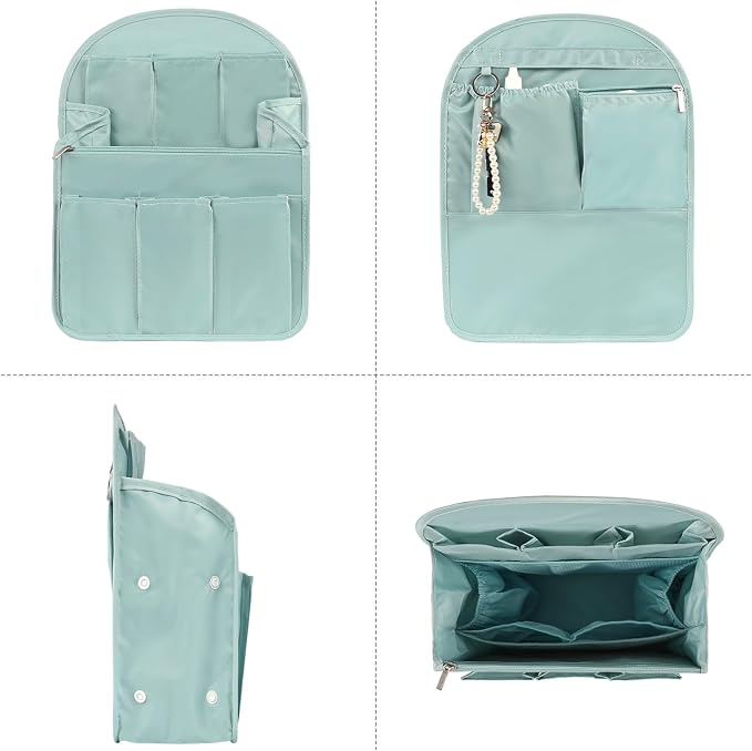 Surblue Backpack Organizer Insert Liner Hanging Travel Rucksack Purse and Handbag Insert Pocket, High-capacity Divider Foldable Nylon Shoulder Bag Organizer for Men and Women, (Skyblue, L)