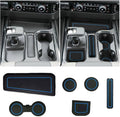For 6PCS Refreshed Models 2022-2026 Silverado/Sierra 1500 & 2024-2026 Sierra 2500 3500 Console Liners-[3D High-Edge Liquid Silicone] Cup Holder Mats, Full Console w/Bucket Seats ONLY - Blue