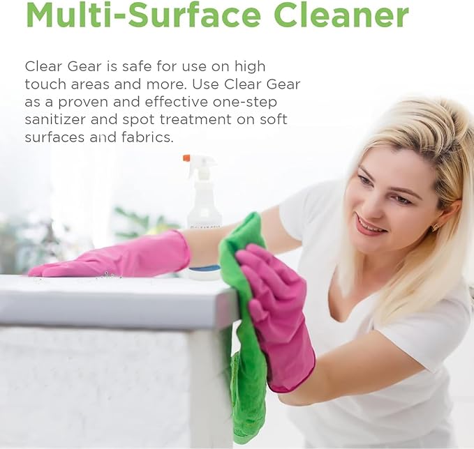 Clear Gear Disinfectant Cleaner, and Deodorizer For Sports Equipment, Gyms, and Fitness Centers - EPA-Registered, Hospital Grade, Made in USA - 1-Pack of 32 Oz Bottle Disinfecting Spray