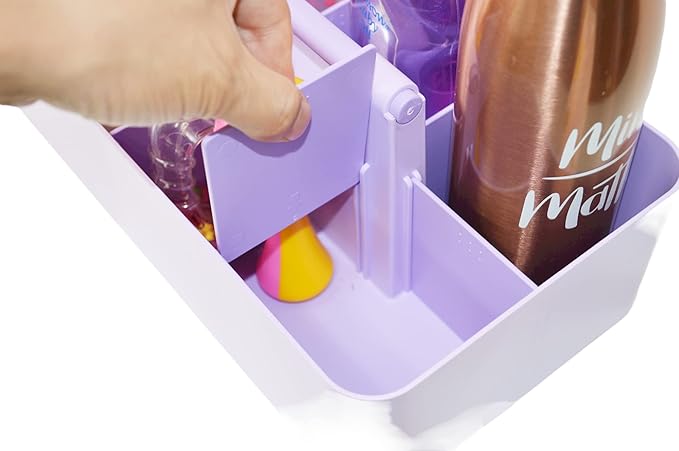 -Large Portable Caddy, DIY Dividers, 8 Compartments, School Office Supplies Home Business Basket with Handle Storage Modern Made in USA (3 PACK, Lavender)