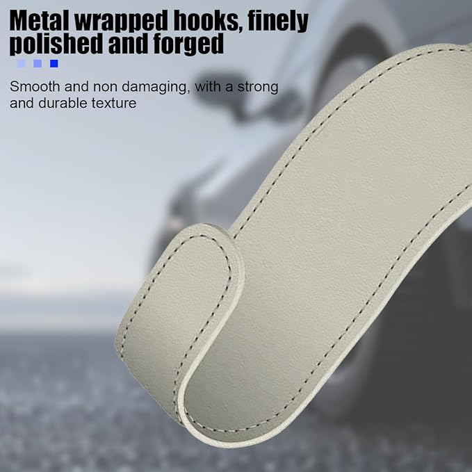 Bittwee 2PCS Car Glove Box Hooks Passenger Storage Hangers Beige | Microfiber leather, snap-in install, hangs bags umbrellas, fits most cars SUVs and trucks, car interior accessories