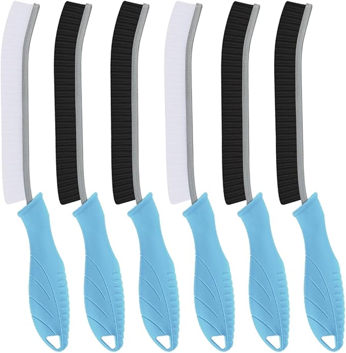 TQRR Hard Bristle Crevice Cleaning Brush-Thin Gap Scrub Brush, Small Cleaning Brush, Grout Brush, Kitchen Brush, Cleaning Tools for Toilet, Bathroom, Sink, Home, Household, Window (6, Light Blue)