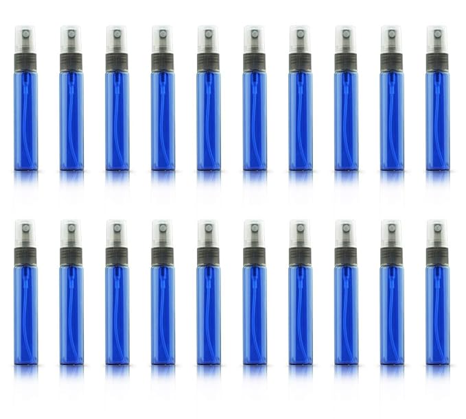 20 Pack Set 10ML Protable Refill Bulk Atomizer Spray Travel Perfume Bottle Hydrating Empty Bottle (Blue)