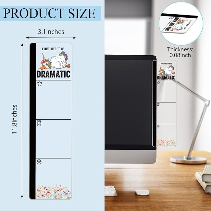 Monitor Memo Board Acrylic Sticky Note Holder Funny Unicorn Duck Office Desk Decor with 100 Self Stick Note Pads I Just Need to Be Dramatic Quote