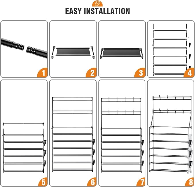 OYREL Shoe Rack 6 Tier Shoes Organizer 24-30 Pairs | Shoe Racks for Closet Front Door Entrance Large Capacity Space Saving Shoe Storage Organizer with Hooks and Side Pocket