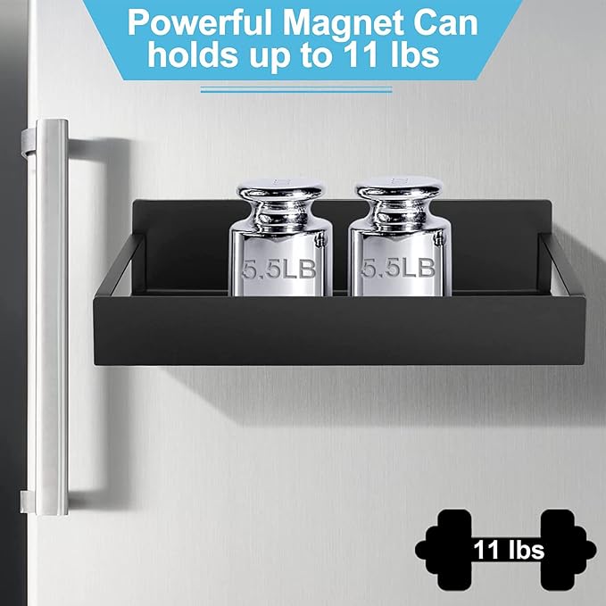 Metal 2 Pack Magnetic Spice Storage Rack Organizer for Refrigerator and Oven, Fridge Organizers and Storage Black