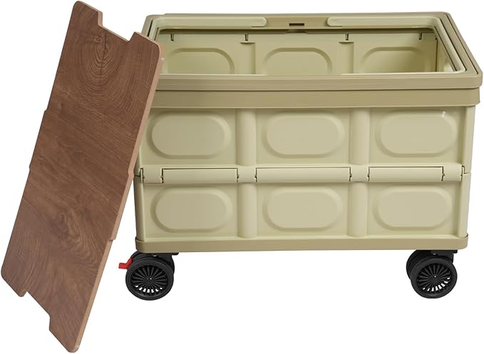 Collapsible Storage Carts, Movable Utility Cart, Camping Storage Bins, Multi-Functional Storage Trolley w/Wheels, Storage Handcart for Kitchen/Bedroom/Office for Books/Toy/Tools (Green)