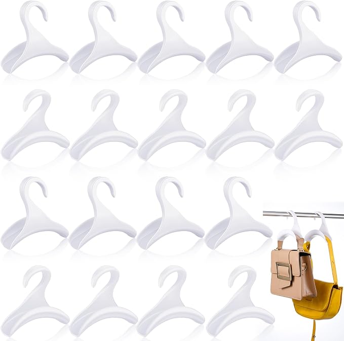 Maitys 18 Pcs Purse Hanger Hook Acrylic Bag Rack Holder for Bag Hanger Handbag Tote Hook Closet Organizer Storage Over The Closet Rod Backpacks Satchels Crossovers Tote (White)