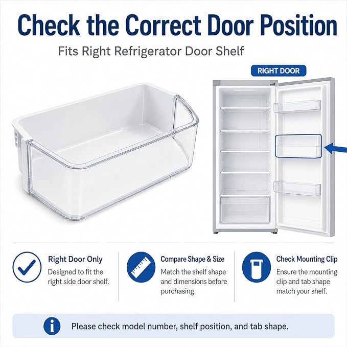 DA97-12650A Refrigerator Door Shelf Bin Compatible with Samsung | Clear Right Door Bin Fits RF260BEAESR, RF261BEAESR & RF261BEAESP, Replaces DA63-06963 DA63-07104A AP5620330 PS4176651