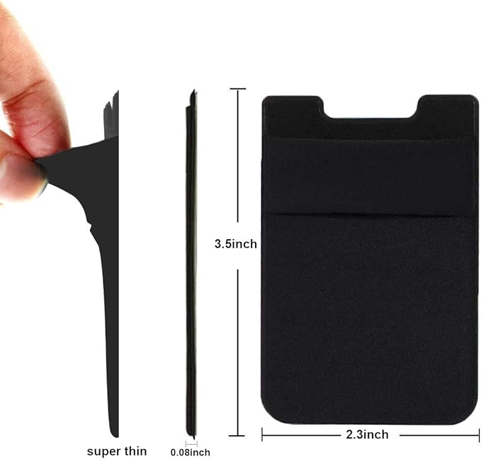 Fulgamo Phone Wallet Stick on,Card Holder for Phone Case,Phone Card Holder | 2Pack,Stretchy,Self Adhesive Sticker,Double Pocket,Sticky,Credit ID Card Pouch,Back of Cell Phone,For iPhone Samsung Galaxy