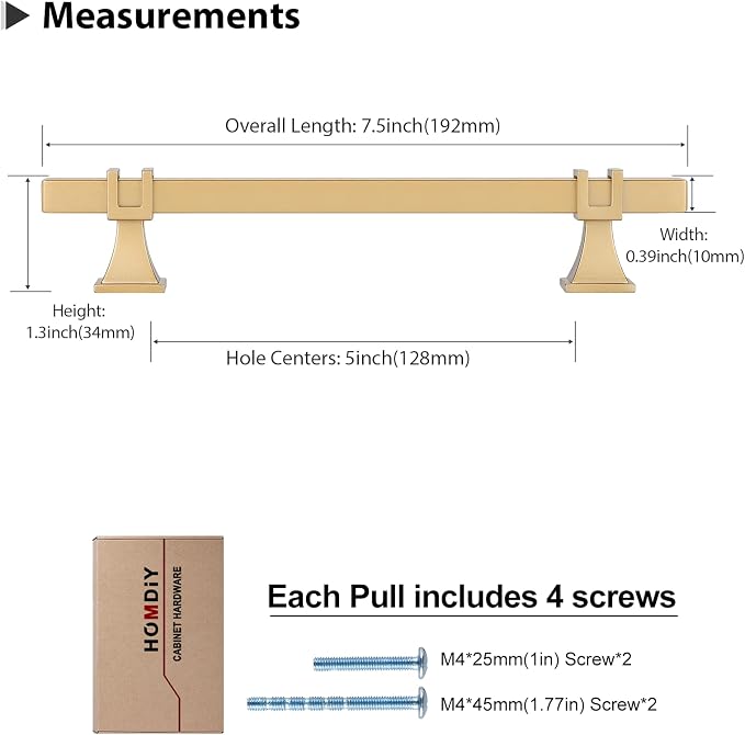 Cabinet Hardware, 10pcs 5inch Brushed Gold Kitchen Cabinet Handles (Stainless Steel, Zinc Alloy), Modern Gold Pulls for Dresser Drawers, Corrosion Resisting, Wear Resistant