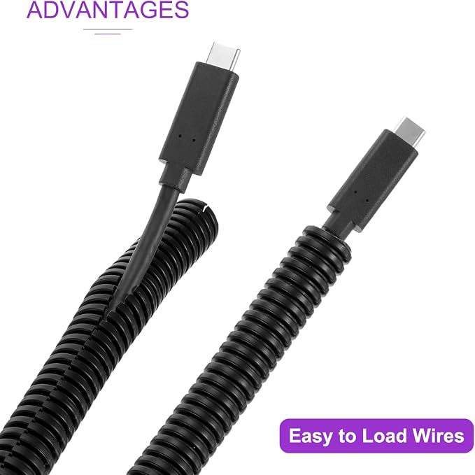 DMiotech 25ft Wire Loom Split Tubing 3/8 Inch, Cord Protectors from Pet Flexible Conduit Cable Management for Office Home Garden, Black