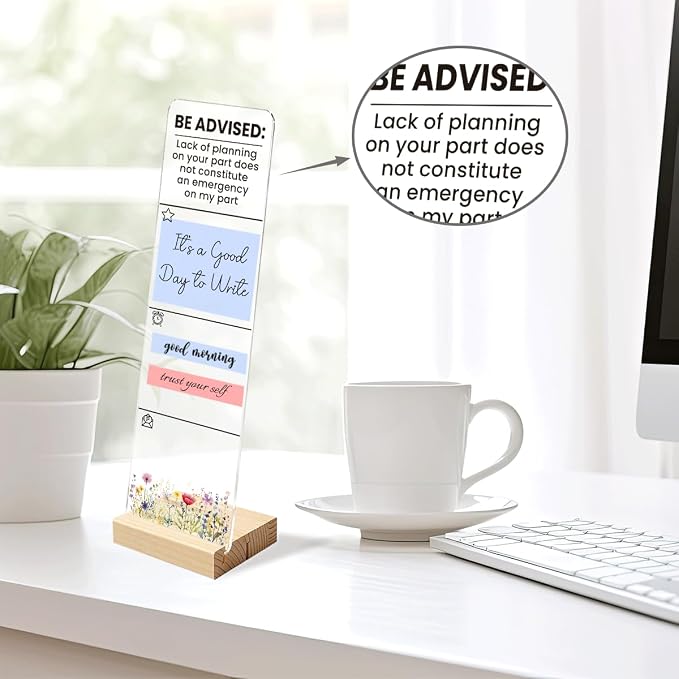 Sticky Notes Monitor Memo Board with Removable Wooden Base Be Advised Lack of Planning on Your Part Funny Office Quote Message Board Portable Sticky Note Holder Humorous Desk Decor and Gift