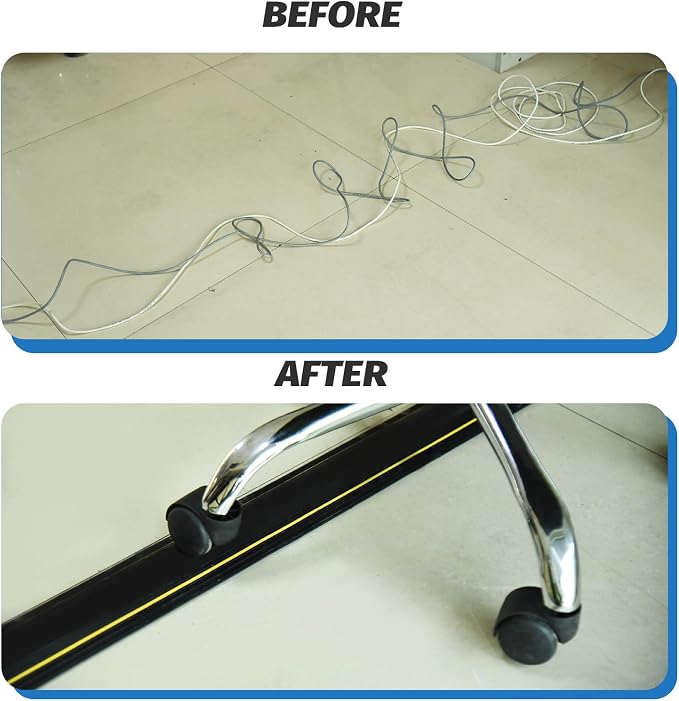 6.5FT Heavy Duty PVC Floor Cable Cover, Floor Cord Cover, Cable Protector Protect Wire for Indoor and Outdoor Cable Cavity = 0.94" (W) x 0.4" (H)(3 Channels