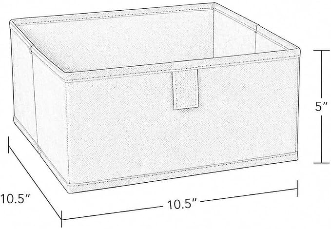 RiverRidge Folding Storage Bins - 2-pack of 5in Tall Taupe Cubes | Fabric Bins, Set of 2 Storage Cubes, Pull-tab Handles, Playroom Closet Organizer, Collapsible Cubby with Bottom Board Insert
