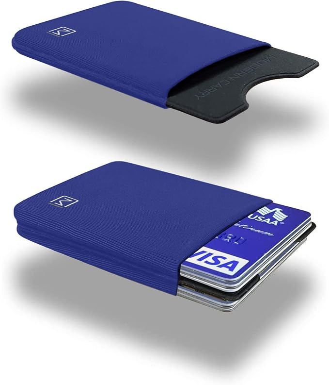 Modern Carry Ultra Thin Wallet for Men & Women, Single Pocket or 2 Slot Options, Slim Stretch Fabric Minimalist Front Pocket Card Holder